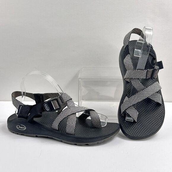 Chaco Sandals Womens 9 Black White Chaco zcloud 2 Excite Strappy Sport Hiking - Picture 1 of 12